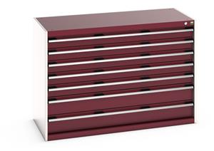40022117.** cubio drawer cabinet with 7 drawers. WxDxH: 1300x650x900mm. RAL 7035/5010 or selected
